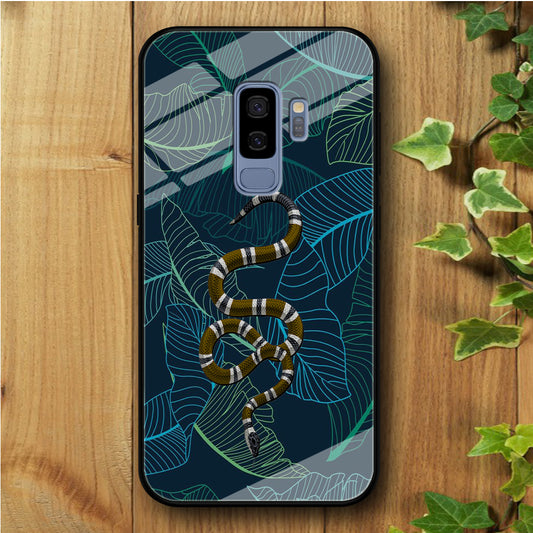 Leaf Night Gold Snake Samsung Galaxy S9 Plus Tempered Glass Case