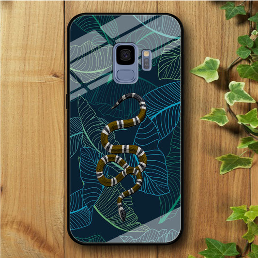 Leaf Night Gold Snake Samsung Galaxy S9 Tempered Glass Case