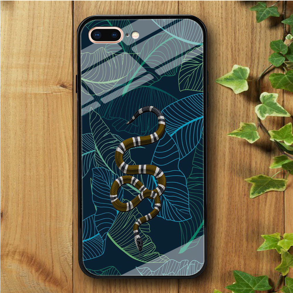 Leaf Night Gold Snake iPhone 7 Plus Tempered Glass Case