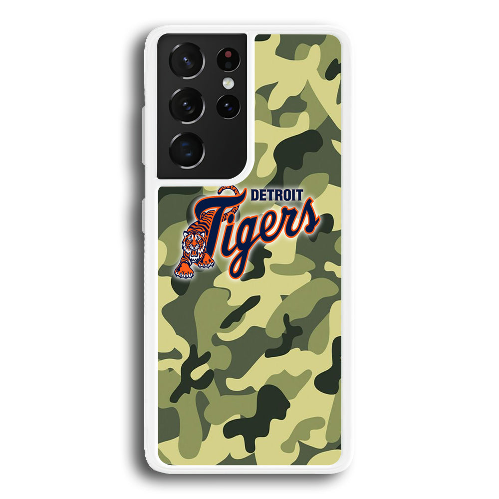 MLB Detroit Tigers Camo Green Samsung Galaxy S21 Ultra Case
