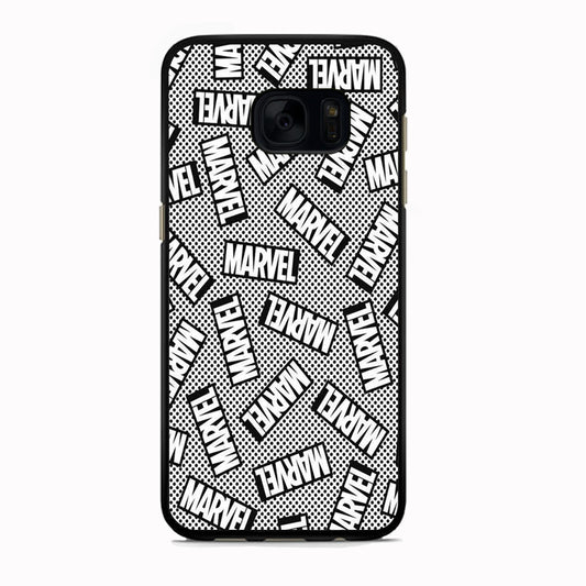 Marvel Logo Black White Polka Dots Samsung Galaxy S7 Edge Case