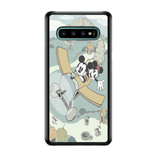 Mickey Mouse And Minnie fly With Air Craft Samsung Galaxy S10 Plus Case