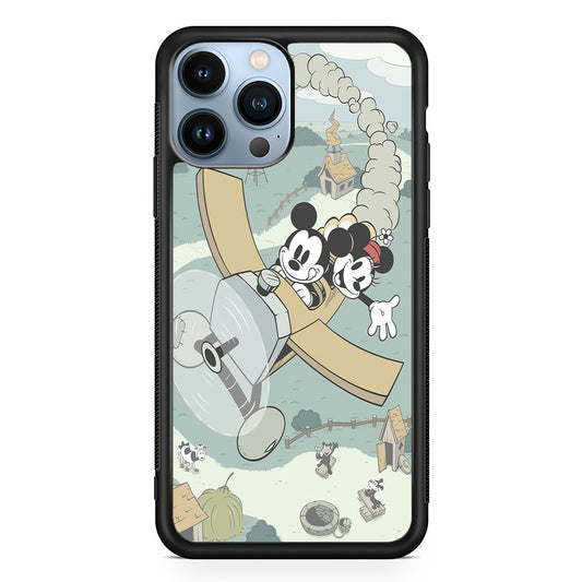 Mickey Mouse And Minnie fly With Air Craft iPhone 13 Pro Case