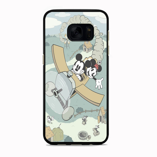 Mickey Mouse And Minnie fly With Air Craft Samsung Galaxy S7 Edge Case