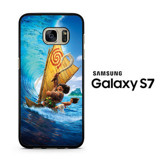 Moana Waves Surfing With Boat Samsung Galaxy S7 Case