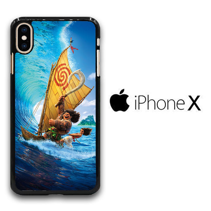 Moana Waves Surfing With Boat iPhone X Case