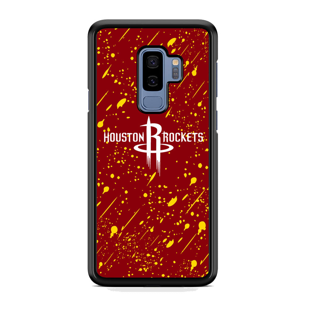 NBA Houston Rocket Logo Maroon Splash Yellow Paint Samsung Galaxy S9 Plus Case