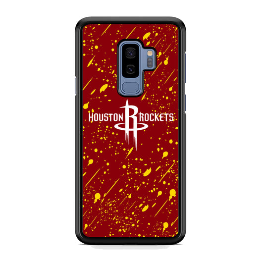 NBA Houston Rocket Logo Maroon Splash Yellow Paint Samsung Galaxy S9 Plus Case