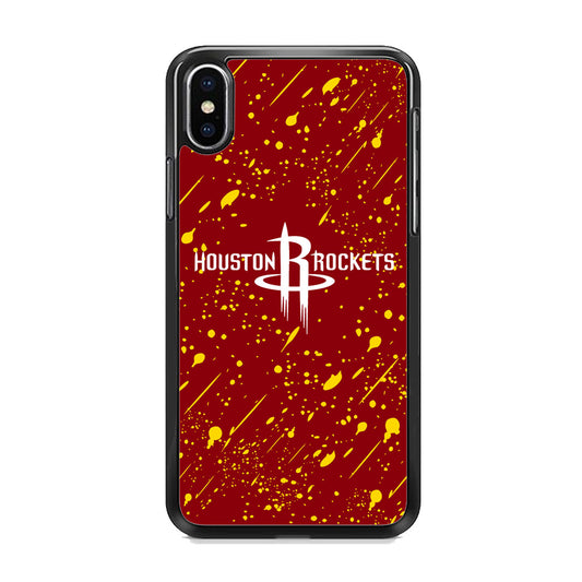 NBA Houston Rocket Logo Maroon Splash Yellow Paint iPhone Xs Case
