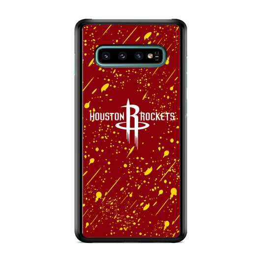 NBA Houston Rocket Logo Maroon Splash Yellow Paint Samsung Galaxy S10 Plus Case