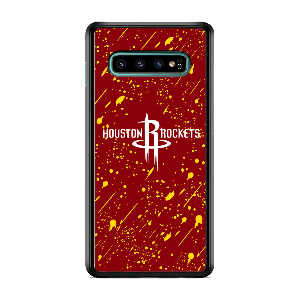 NBA Houston Rocket Logo Maroon Splash Yellow Paint Samsung Galaxy S10 Plus Case
