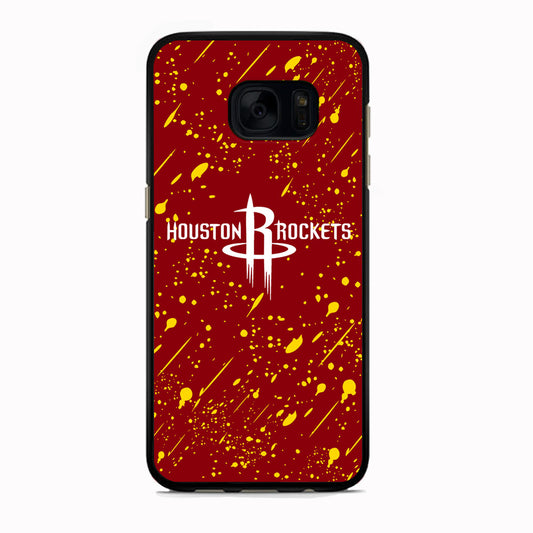 NBA Houston Rocket Logo Maroon Splash Yellow Paint Samsung Galaxy S7 Edge Case
