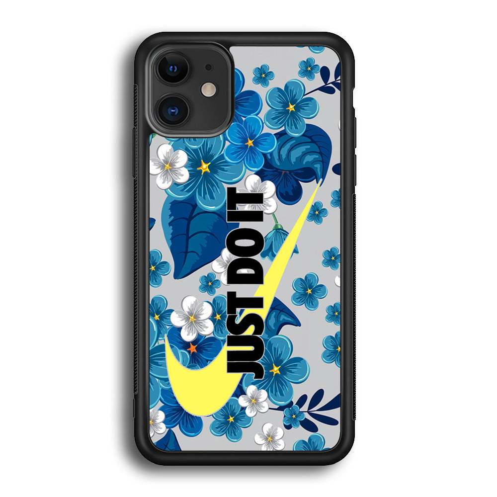 Nike Blue Flowers Just Do It iPhone 12 Case