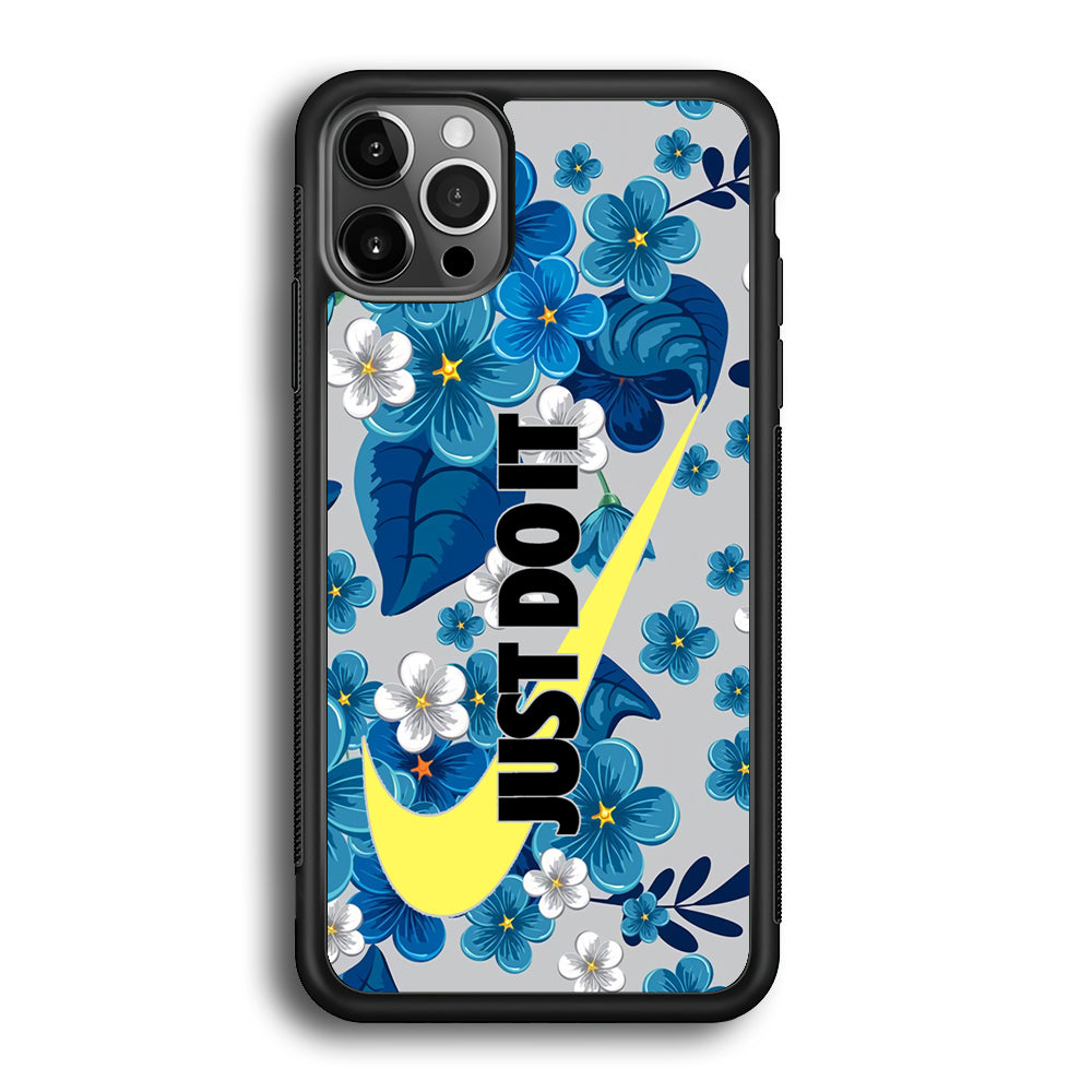 Nike Blue Flowers Just Do It iPhone 12 Pro Case