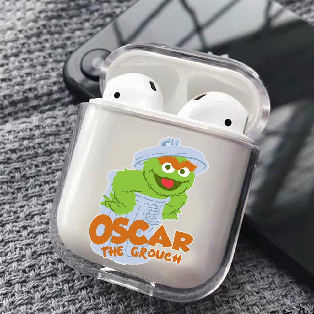 Sesame Street Oscar Protective Clear Case Cover For Apple Airpods