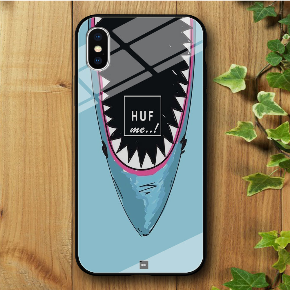 Shark Huf Me iPhone Xs Tempered Glass Case