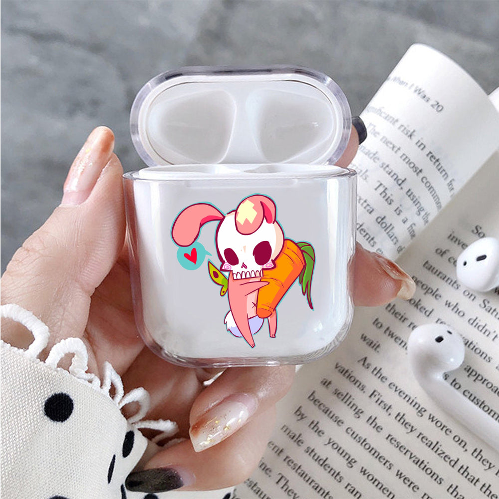 Skull Rabbit With Carrot Protective Clear Case Cover For Apple Airpods