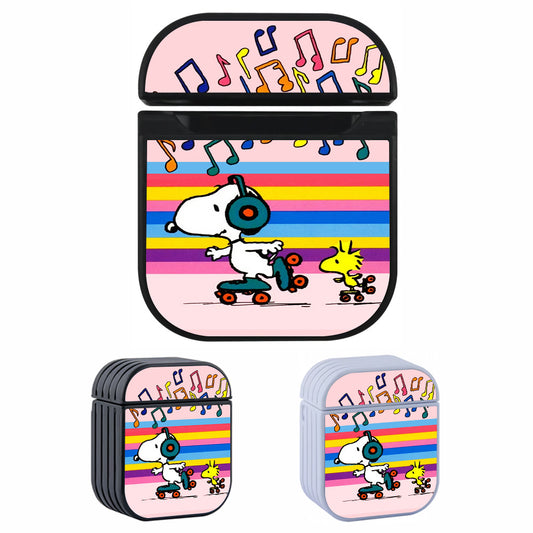 Snoopy Woodstock Roller Skating Music Hard Plastic Case Cover For Apple Airpods