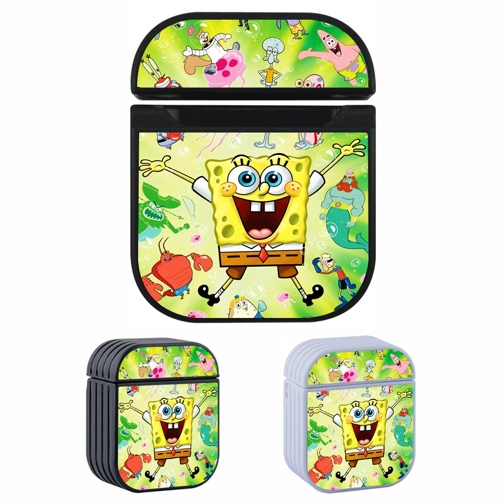 Spongebob All Character Hard Plastic Case Cover For Apple Airpods