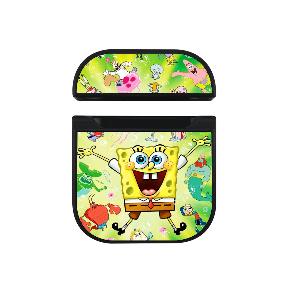 Spongebob All Character Hard Plastic Case Cover For Apple Airpods