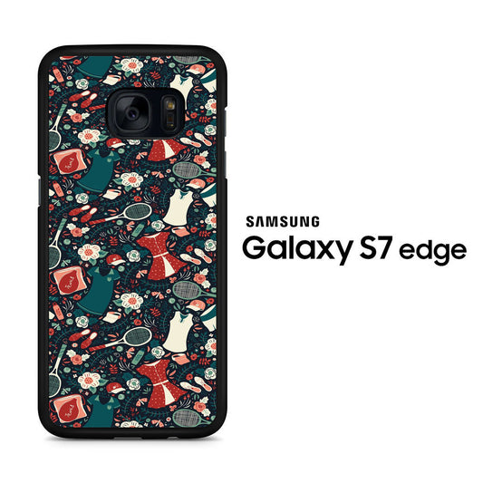 Tennis Doodle Woman Equipment Samsung Galaxy S7 Edge Case