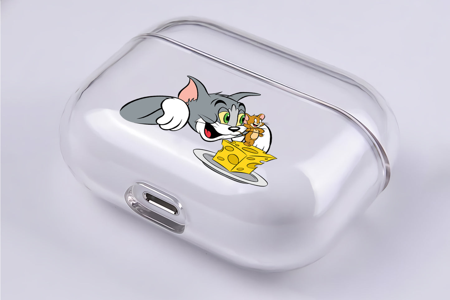 Tom and Jerry With Cheese Protective Clear Case Cover For Apple AirPod Pro