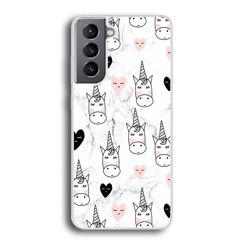 Unicorn Marble White Samsung Galaxy S21 Plus Case