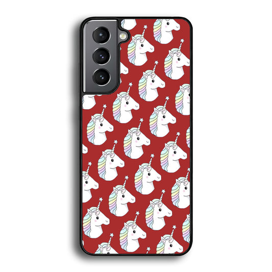 Unicorn Maroon Doodle Samsung Galaxy S21 Case - Ezzystore