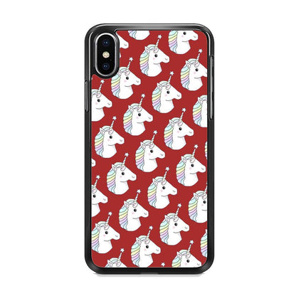 Unicorn Maroon Doodle iPhone Xs Case - ezzyst