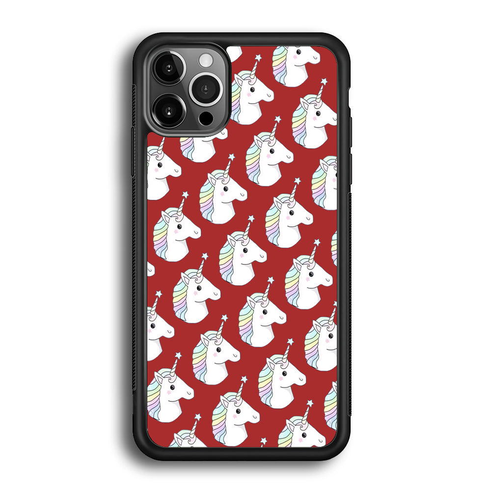 Unicorn Maroon Doodle iPhone 12 Pro Case