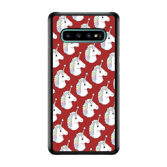 Unicorn Maroon Doodle Samsung Galaxy S10 Plus Case - ezzyst