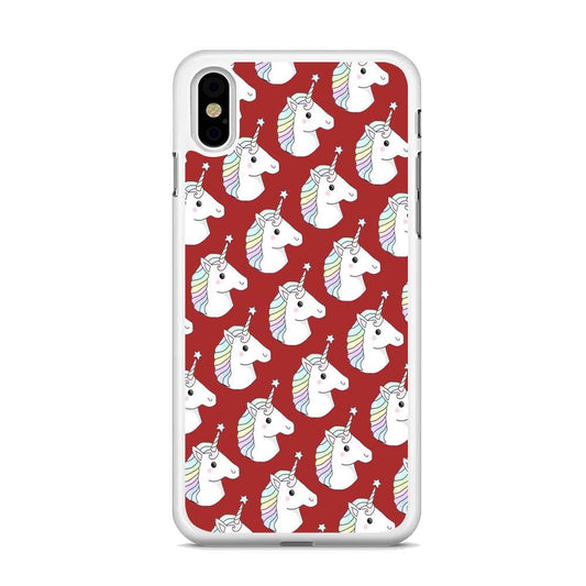 Unicorn Maroon Doodle iPhone Xs Case - ezzyst