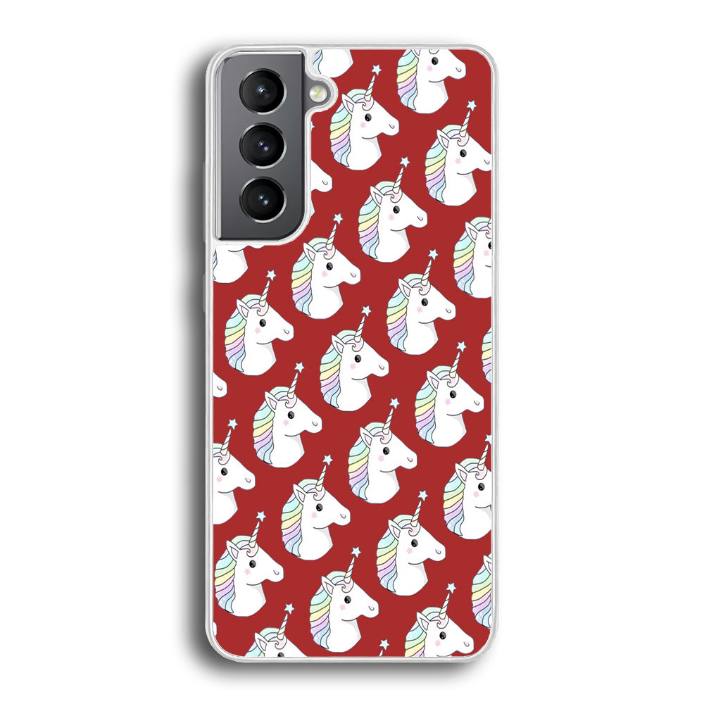 Unicorn Maroon Doodle Samsung Galaxy S21 Case