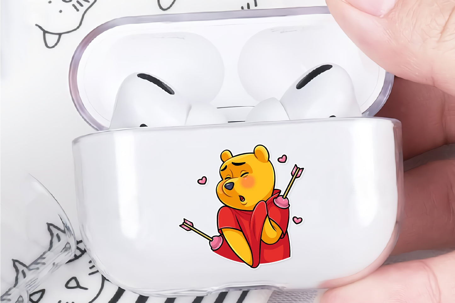 Winnie The Pooh Falling In Love Protective Clear Case Cover For Apple AirPod Pro