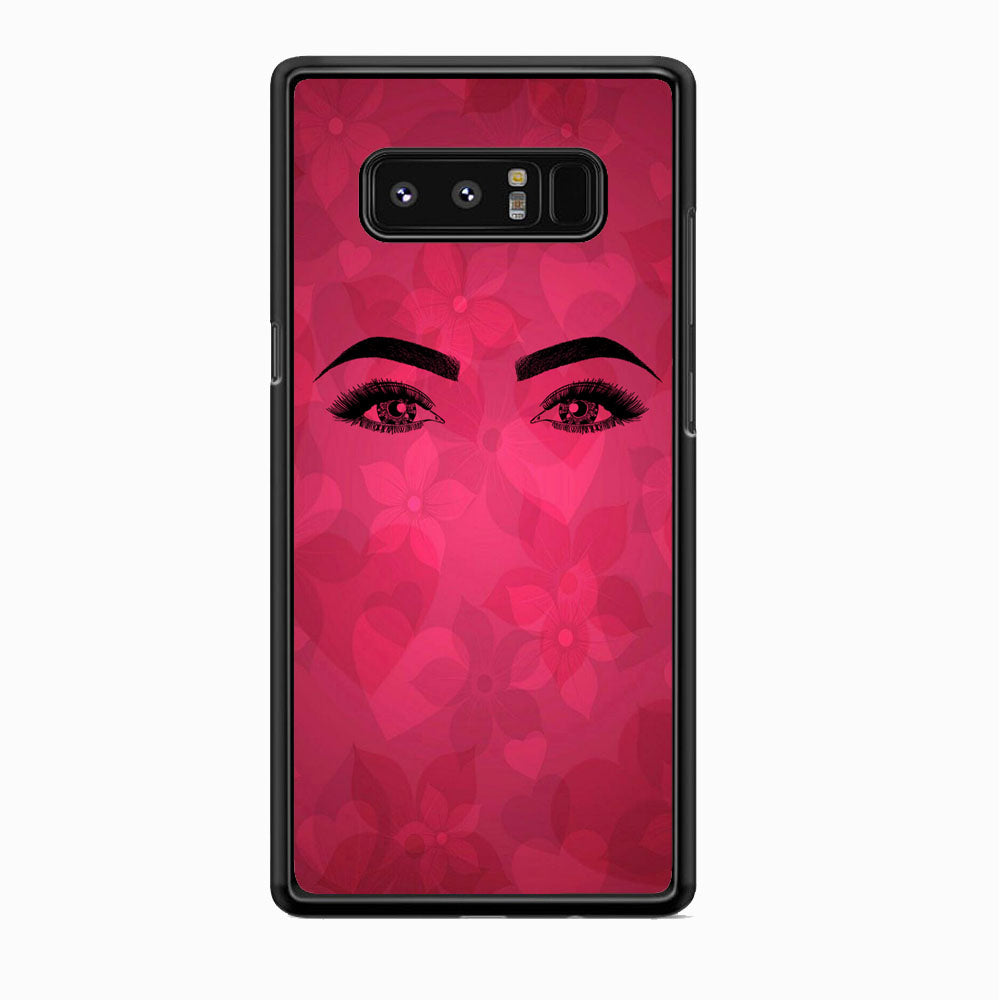 Woman Beauty Eye Brows Purple Flowers And Love Samsung Galaxy Note 8 Case