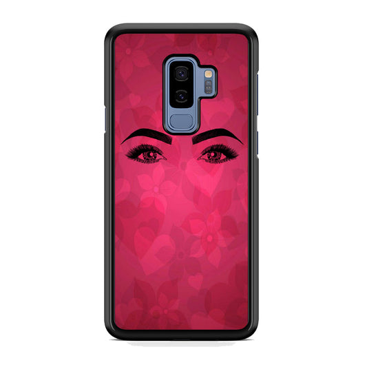 Woman Beauty Eye Brows Purple Flowers And Love Samsung Galaxy S9 Plus Case