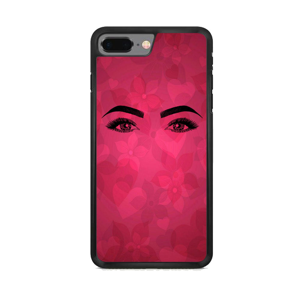 Woman Beauty Eye Brows Purple Flowers And Love iPhone 8 Plus Case