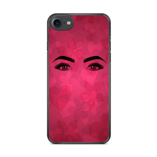 Woman Beauty Eye Brows Purple Flowers And Love iPhone 7 Case