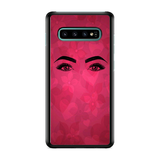 Woman Beauty Eye Brows Purple Flowers And Love Samsung Galaxy S10 Plus Case