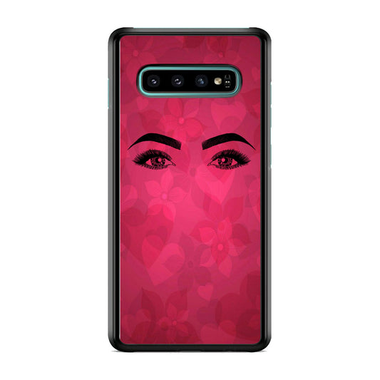 Woman Beauty Eye Brows Purple Flowers And Love Samsung Galaxy S10 Case