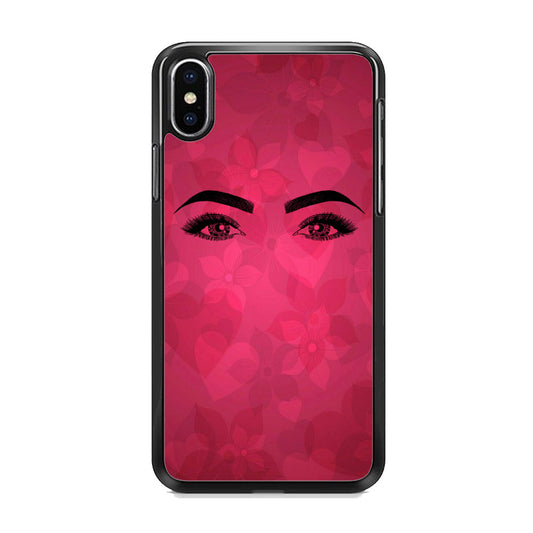 Woman Beauty Eye Brows Purple Flowers And Love iPhone Xs Case
