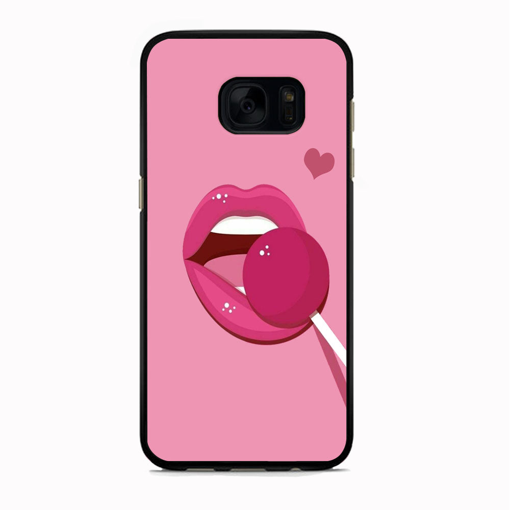 Woman Lip And Lolipop Pink Samsung Galaxy S7 Case