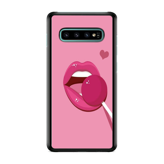 Woman Lip And Lolipop Pink Samsung Galaxy S10 Case