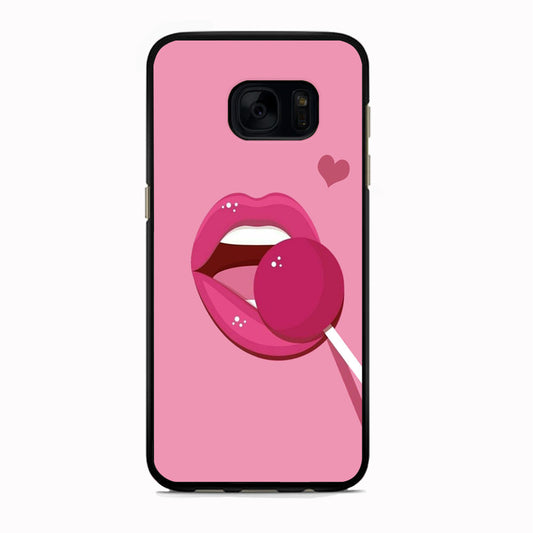 Woman Lip And Lolipop Pink Samsung Galaxy S7 Edge Case